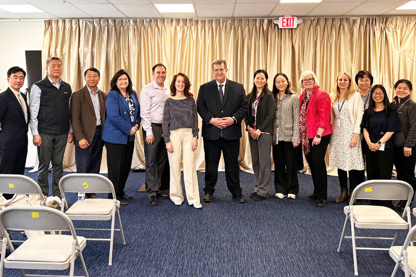 Paula Elaine Kay (D, Rock Hill) Assembly 100 Candidate with Middletown Mayor Joe DeStefano and Adminstrators, Faculty, and Staff of Fei Tian College.