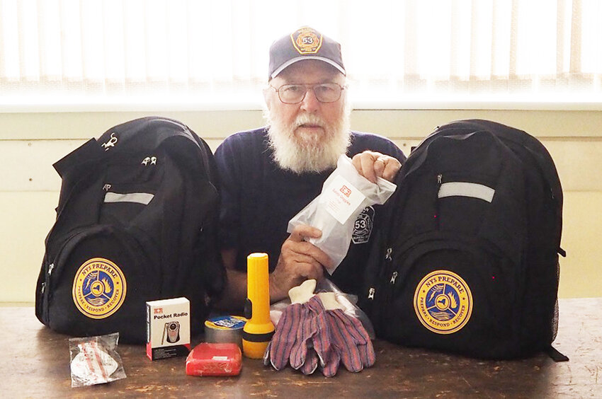 Jack Halchak, Chief Deputy Fire Coordinator for the Sullivan County Bureau of Fire, takes inventory of the to-go bags handed out to all participants of the Citizen Preparedness class.