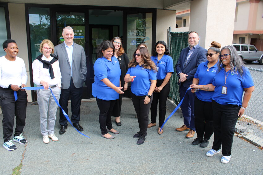 Staff of Catholic Charities were joined by officials such as New York State Assemblywoman Aileen Gunther, second from left, who was described as a “tremendous advocate of Catholic Charities of Sullivan, Ulster, and Orange” throughout their entire time on the campus.