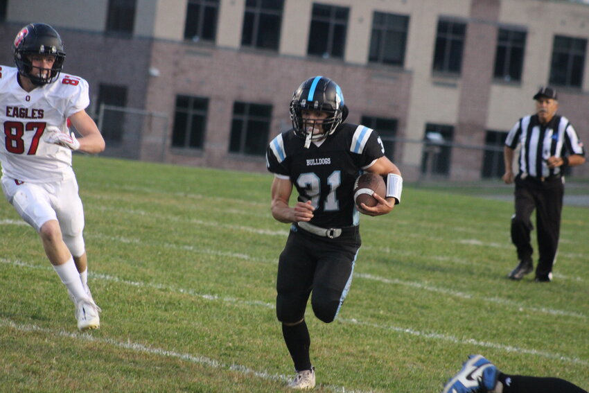 Junior running back Alec Hubert recorded two touchdowns in the opener, one rushing and one receiving.