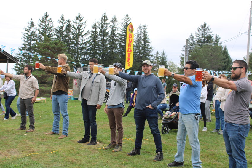 There were seven entrants into the stein holding competition.