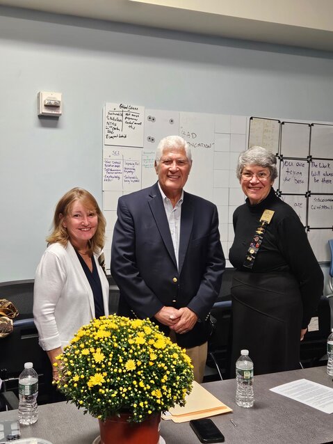 At the meeting were, from the left,  Elizabeth Huggler, Tau President, guest speaker Hon. Robert Onofry, Ginny Dudko, Chair Education Excellence Committee