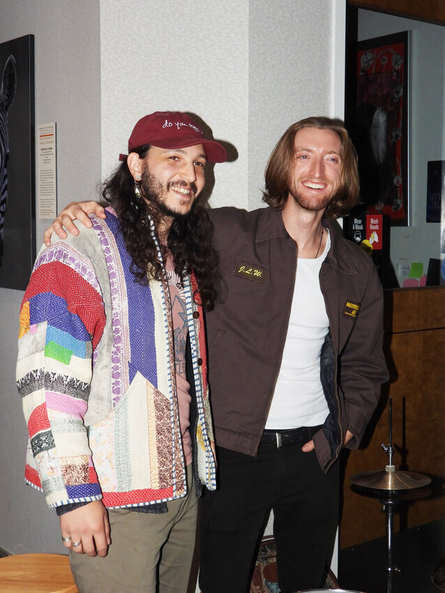 Shane Rennison, right, was joined by fellow musician Julian Giaimo at the premiere.