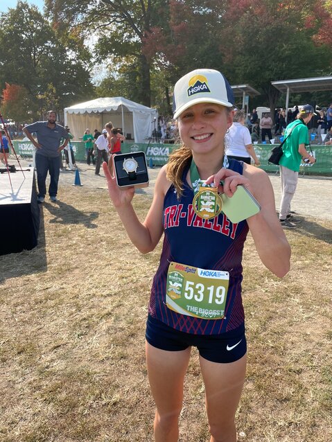 Anna Furman wins first place in the Varsity A race in the Bronx last Sunday.