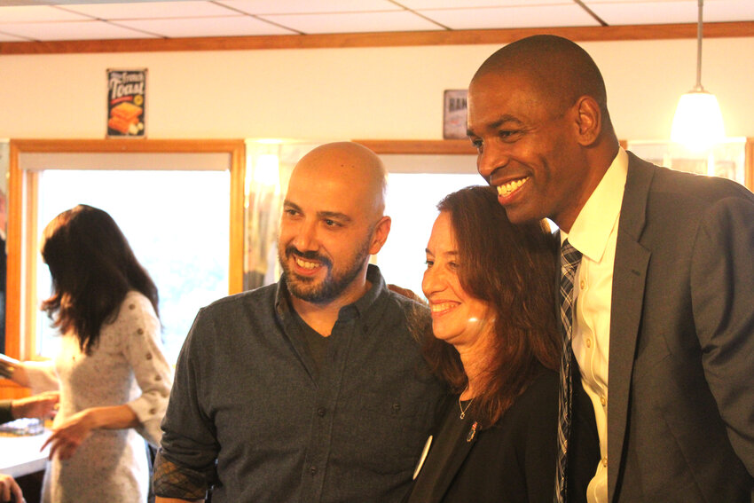 Owner of Miss Monticello Diner and former Mayor of Monticello, George Nikolodos, left, with NYS Assembly candidate Paula Kay and Lt. Governor Antonio Delgado.