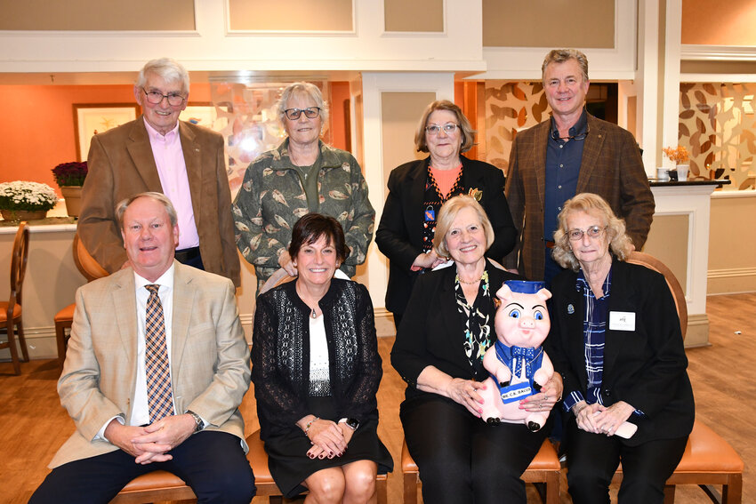 The Callicoon Kiwanis Club held its 79th Annual Installation of Officers Dinner on Monday, October 21 at the Villa Roma Resort in Callicoon. The installed officers were, seated, from the left, Board of Director Fred Stabbert III, President Trish Ellmauer, Secretary Linda Whitmore, and installing officer, Lt. Gov. Fran Amelio. Standing, from the left, are Vice President Jim Stone, Board of Director Kim Henke, Treasurer Ruth Brustman and Board of Director Tom Freda.