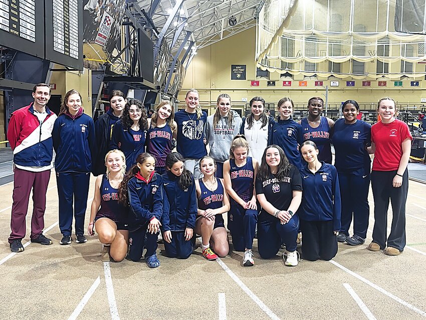 Members of the Tri-Valley girls indoor track team.