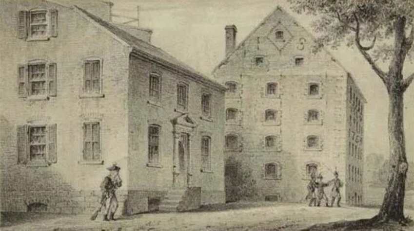 The infamous Sugar House prison, where Benjamin Montanye was held following his capture by the British in 1781.