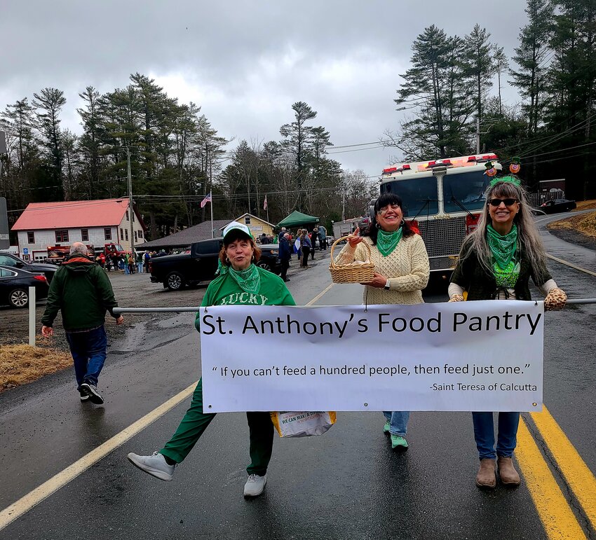 Margie Granese of Minisink Ford, the Coordinator of the St. Anthony&rsquo;s Church Food Pantry, is kicking it up celebrating St. Patricks Day along with volunteers Tina Stoyanova of Yulan and Maryanne Migliorino of Barryville as the volunteer members of the Pantry celebrate over 25 years of service to the Town of Highland community.