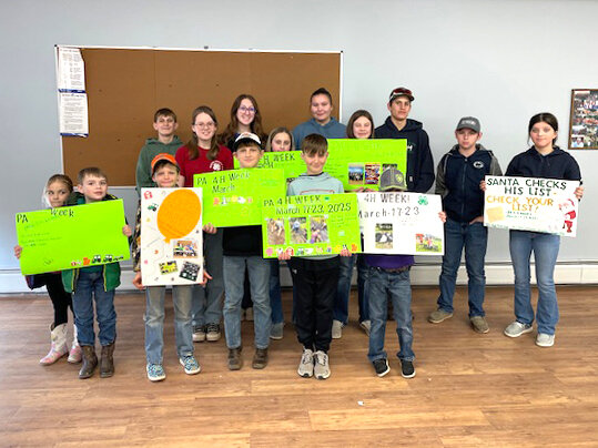 Photo shows members with their PA 4-H Week poster creations.