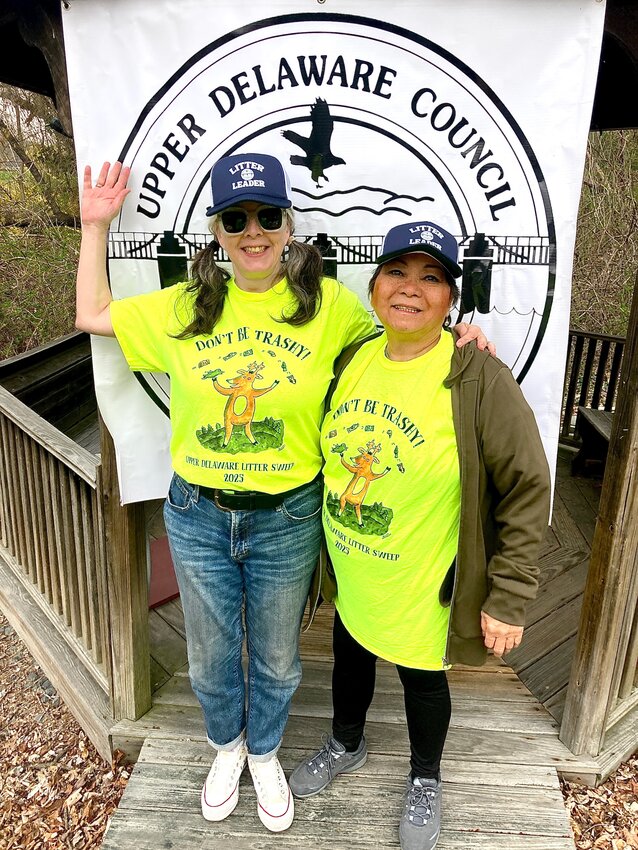 Christine Martin, left, the Town of Highland’s representative to the Upper Delaware Council, and Cathy Daboul of Barryville were this year’s Litter Leaders, keeping everyone on track. They organized the work plans for over 60 volunteers and identified the clean up areas.