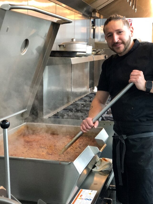 Chef Jonathan Martinez from A Single Bite preparing Turkey Chili