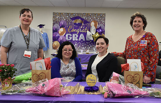 Left to right, Jo-Ann Sames, RN, site facilitator, NIMAA and office manager, Forest City Family Health Center; Ashley Daniels; Kaitlyn Fedor and Carollee Keating, RN, site facilitator, NIMAA and care manager, WMCHC
