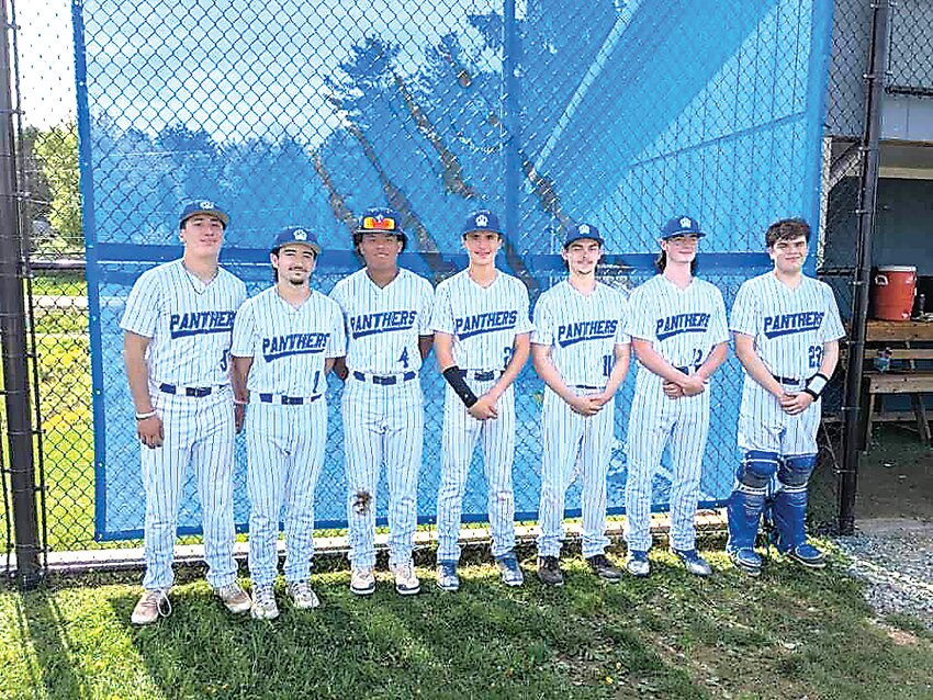 Graduating seniors left to right: Jayden Berrios-Cuevas, Mikey Schnitzer, Julio Santiago, Reese Kelly, Logan Brundage, Sean Clearwater, Dante Tallia
