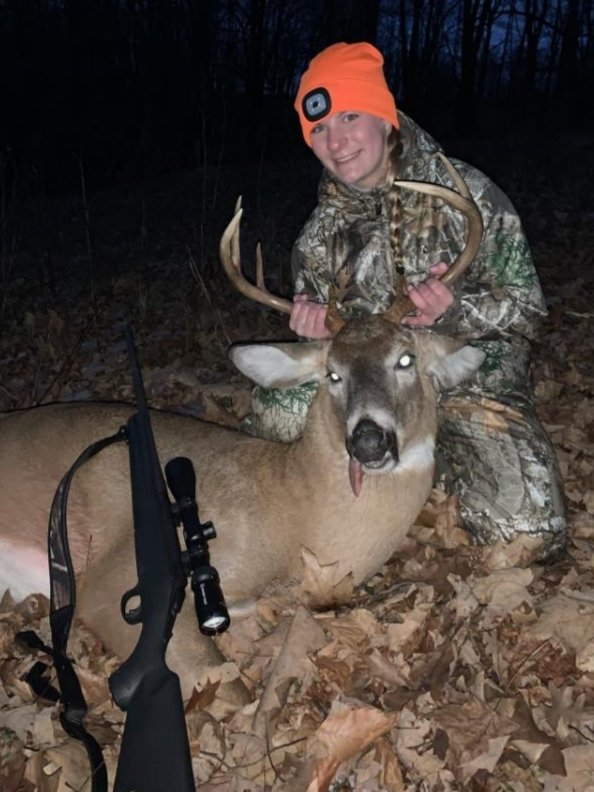 Abby Parucki landed a nice sized buck for the first she's ever harvested. It scores 65 in the Democrat.
