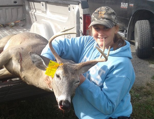Elaine Herbert of Jeffersonville harvested this five-point, 136.20-lb buck for a score of 187.95.