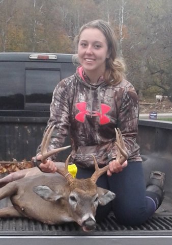 Haylie Barber of Granville took this nine-point, 142.2-lb buck for a score of 203.45.