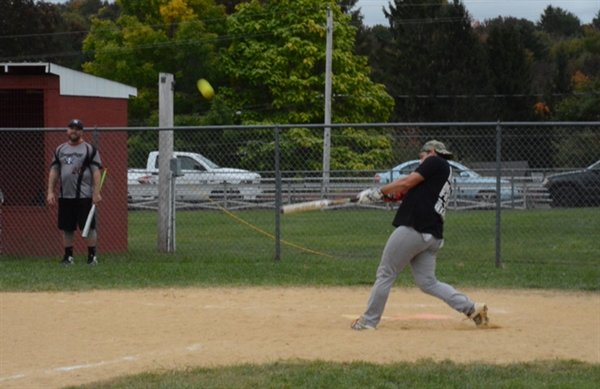 Tyler Ter Bush connects for a Young Gunz' base hit. He'd later hit the game winning RBI double for his squad.