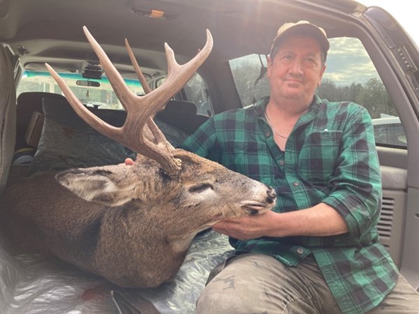 Rich Devoe of Livingston Manor took this 10-point, 138-lb buck on November 21. With a 19.25-inch left beam, 18.75-inch right beam and 16.25-inch spread, Devoe's take scores a 64.25 in the Democrat Big Buck Contest.