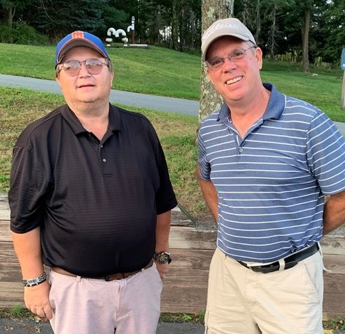 John Fischer, left, and Vinny Collura are the third place champions of the Sullivan County Men's Thursday Night Travel League.