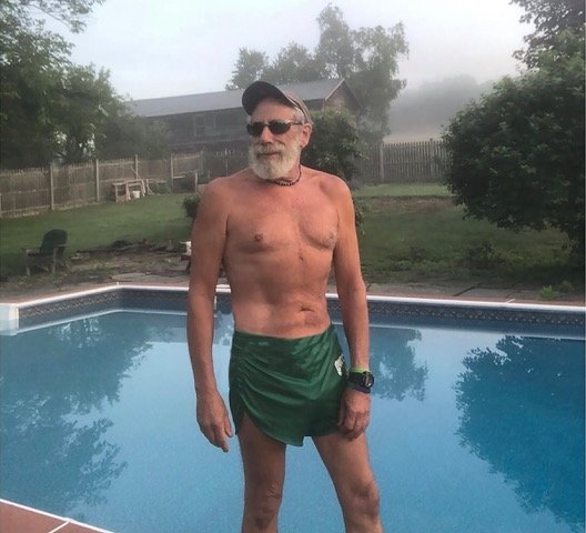 Richard Ross in the morning before one of his mile swims in his pool.