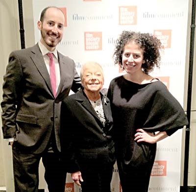 Documentary directors Ian Rosenberg and Caroline Laskow flank longtime Kutsher's ice skating instructor Celia Duffy at the Lincoln Center Premiere in 2012. They've since added more footage.