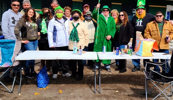 Forty seven years ago Betty Frasier of Yulan (center left) along with her husband Bruce founded the Yulan St. Patrick's Day Parade. The original Parade Committee and family and friends all wearing the green are seen here in ring side seats all set up to view the “unofficial” St. Patrick's Day Parade last Sunday in Yulan. Michael Frazier (center right) is proudly wearing his father Bruce's green robe that he wore for decades while attending the St. Patrick's Day Parades. Michael is now carrying on his father's tradition in fine style. The Yulan St. Patrick's Day Parade Committee wishes everyone a Happy St. Patrick's Day.