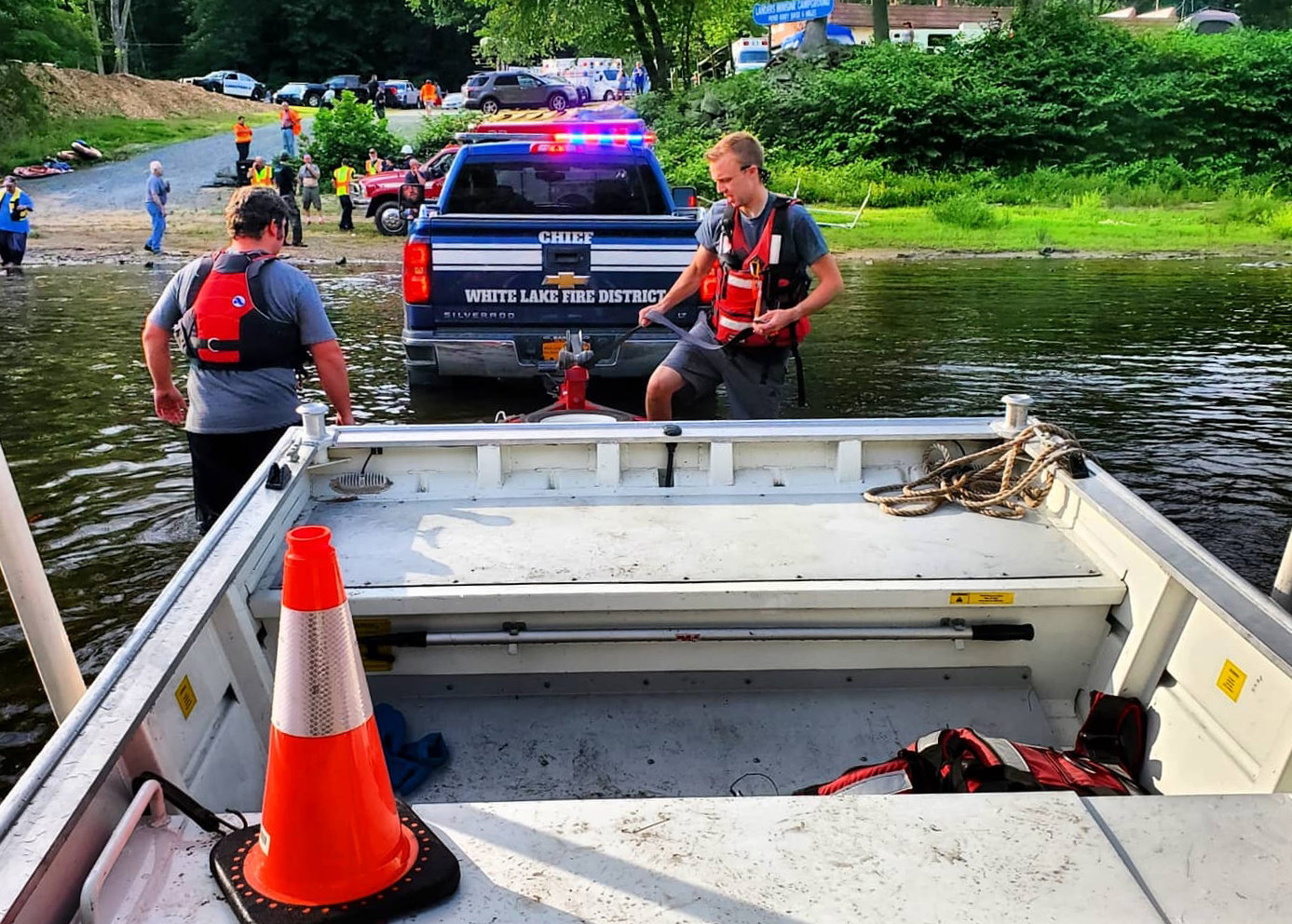 White Lake Fire Company assisted multiple agencies in a water rescue in the Delaware River on Saturday. They launched their boat from Landers in Barryville and the victim was found the next day.