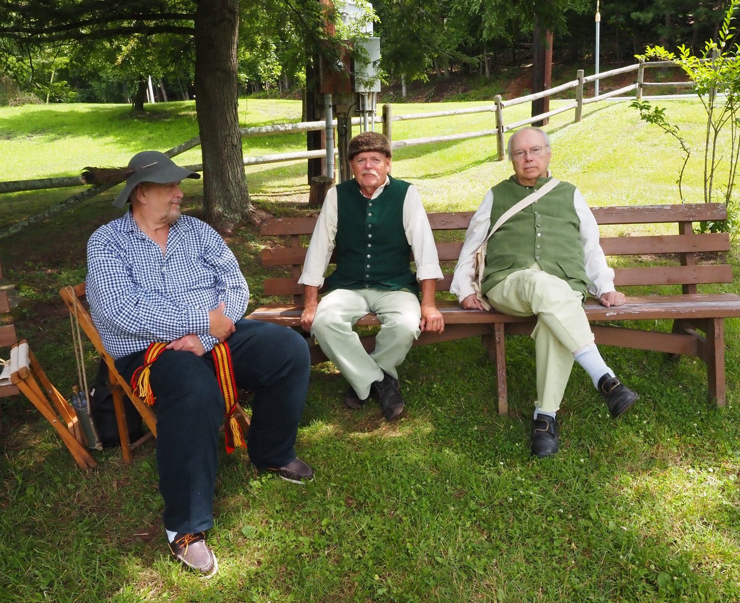 Left to right, Rick Gyarmati of Roland, PA, Dennis Bernitt of Hankins, and Joe Lansing of Liberty, Civil War re-enactors with Company K of the 143rd NY Volunteers, supplied the mortar report for the grand finale.