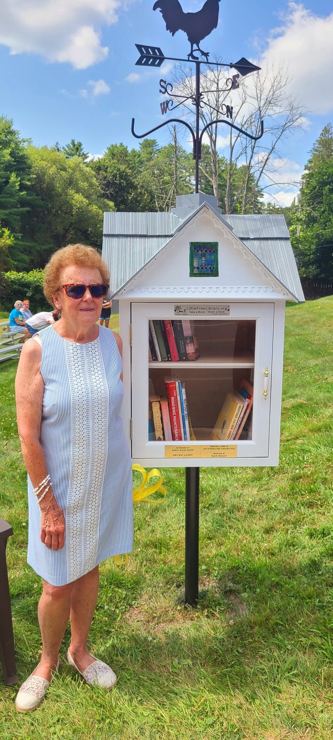 The community of Highland came together to celebrate Patricia Fraysse of the Burn Brae Mansions’ 80th birthday by installing the Patricia Fraysse Little Free Library in Eldred. According to Ms. Fraysse “To have my family, friends and neighbors  come together to establish such a beautiful Library in my honor- a place where more people can have access to books and the entire community can enjoy exchanging books is right out of a fairy tale.”