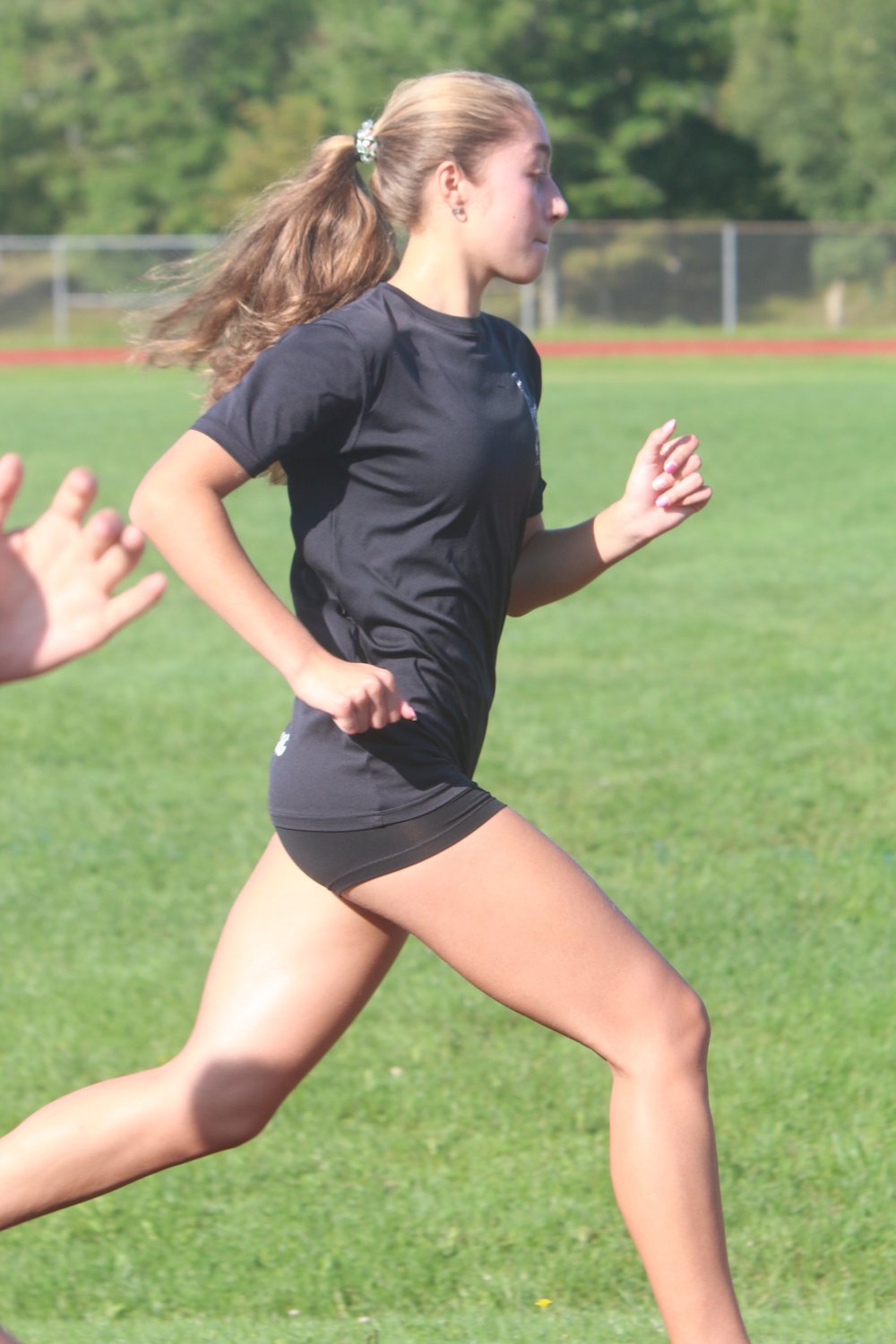 Monticello junior Taina DeJesus sets off at a rapid pace in a 400 drill around the track as Monticello Cross-Country prepares for what may well be an epic season.