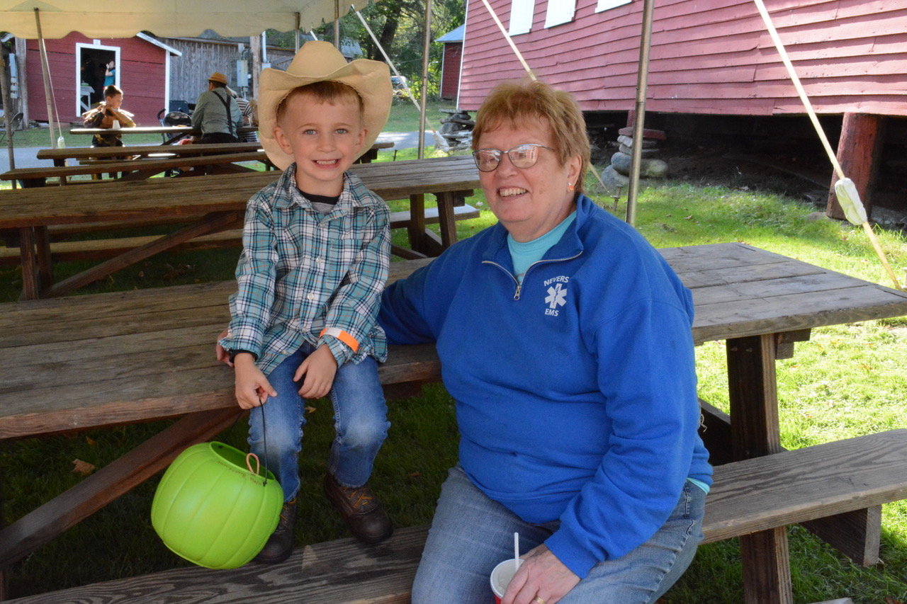 Four-year-old Sawyer Haff was on the hunt for candy with his grandmother Ann Bivins, an EMT and member of Neversink EMS.