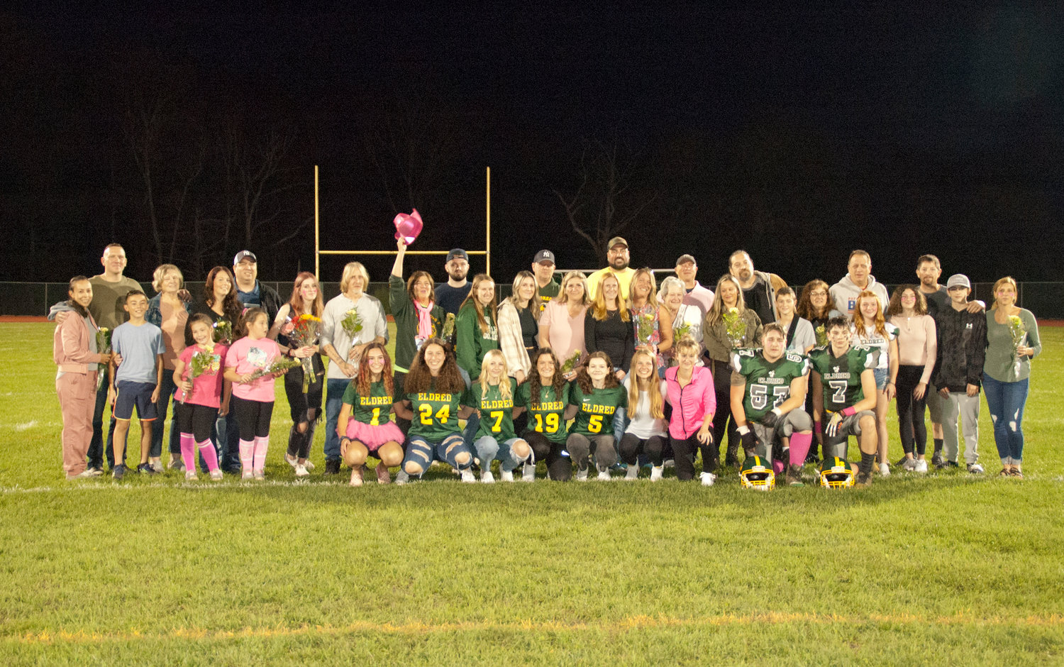 Seniors and their families from soccer, cross country, and football gathered on the field before Friday’s game to be recognized for their hard work all season long.