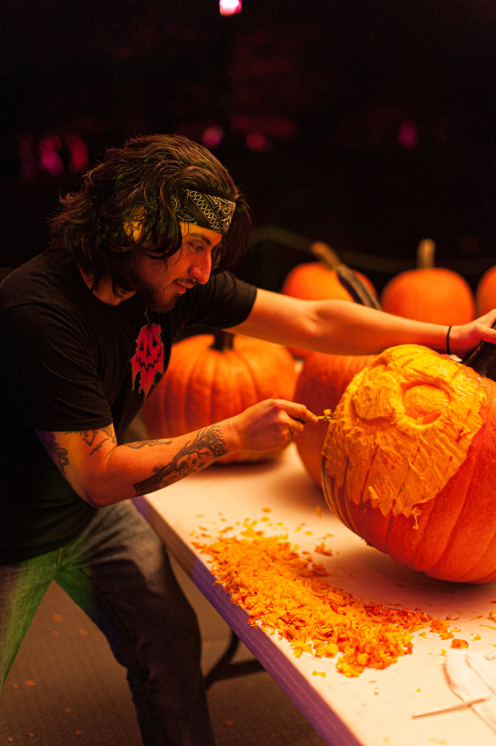 Artist and Pumpkin Carver Will Teran of Art Through Hammer Productions working on his latest masterpiece.