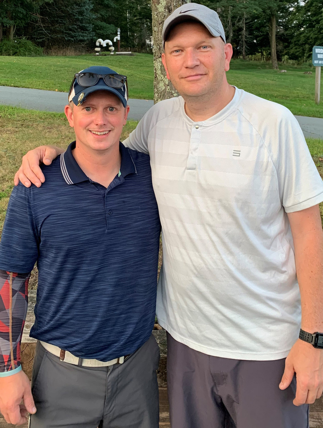 Bryan Thomas, left, and Chuck Husson IV are the regular season champions of the 2021 Sullivan County Golf Travel League.