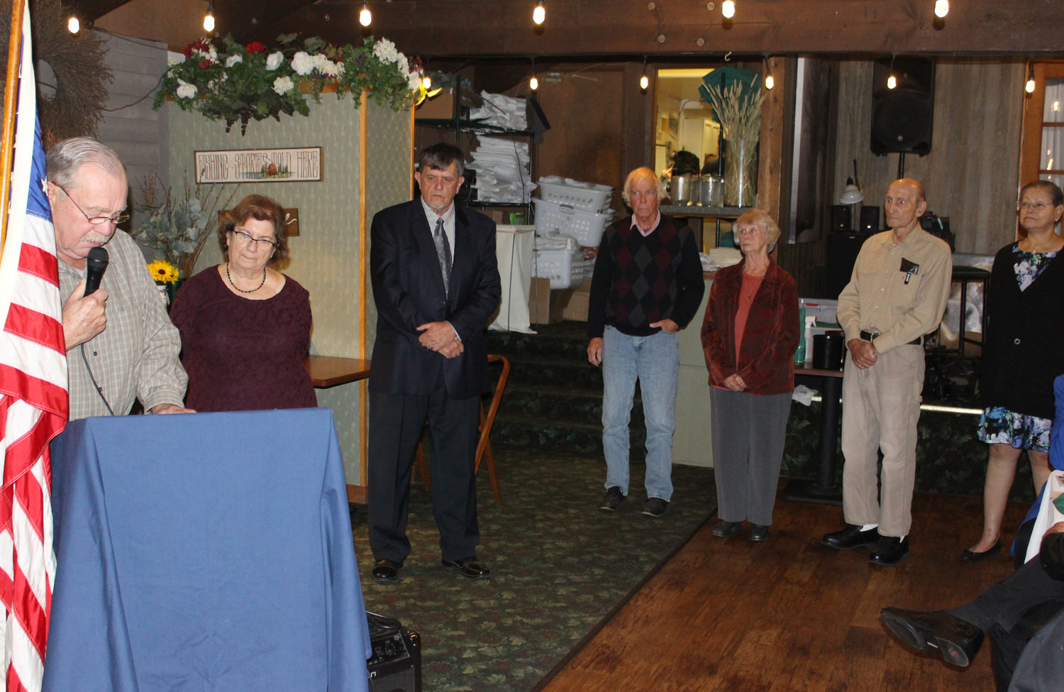 Sullivan County Historical Society Director Earl “Butch” Kortright presided over the election of new officers. Standing alongside him are newly elected Historical Society President Suzanne Cecil and Vice President Aldo Troiani.