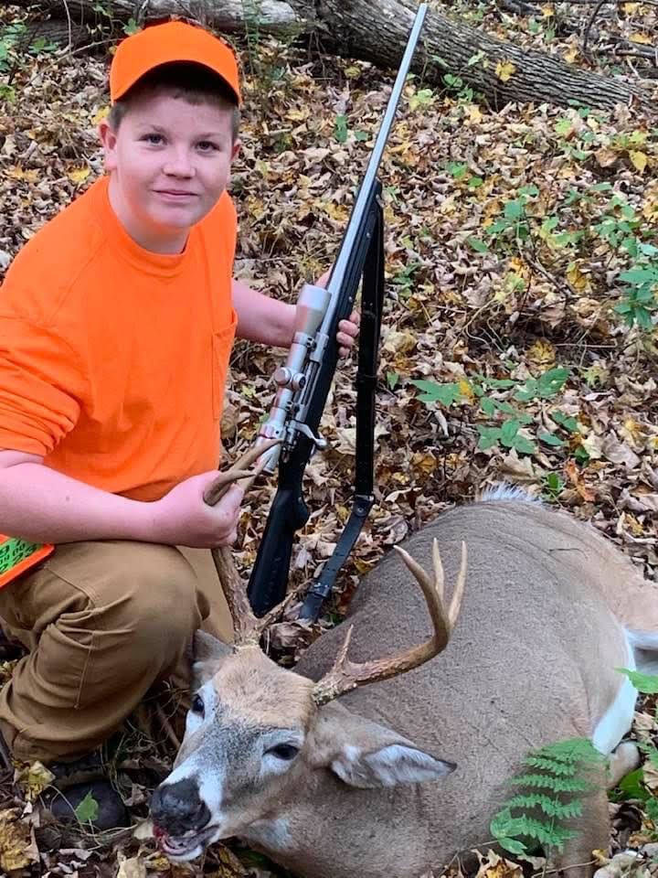 Second place winner Keenan Spielman, a 12-year old took a 9-pointer that weighed 170 pounds. The 227.5 point buck was harvested while Spielman was hunting with his uncle. “While walking through the woods, we kicked up two does. We walked a little further, turned to go back and found this buck.”