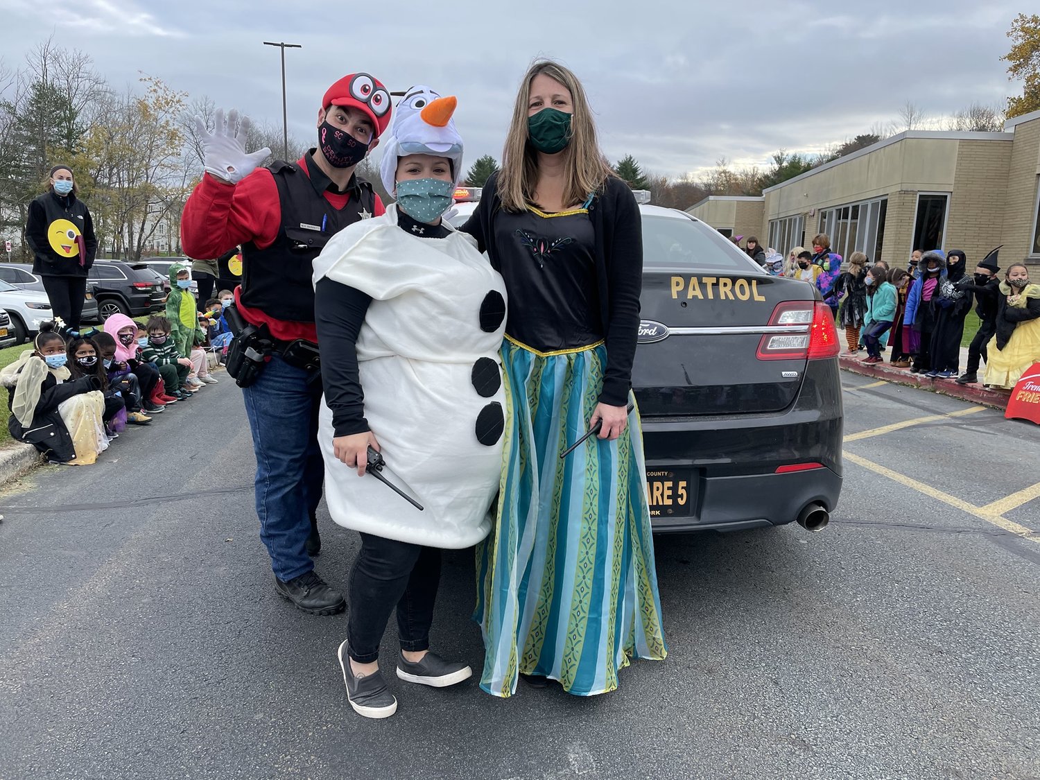 Everyone had fun at last Friday’s Halloween Parade for the Monticello Central School District, including the ‘Big Kids.’ Here's School Resource Officer Deputy Michael Barret as "Mario", left, Cooke Assistant Principal Sarah Mootz as "Olaf" and Cooke Principal Virginia Gallet as "Anna.