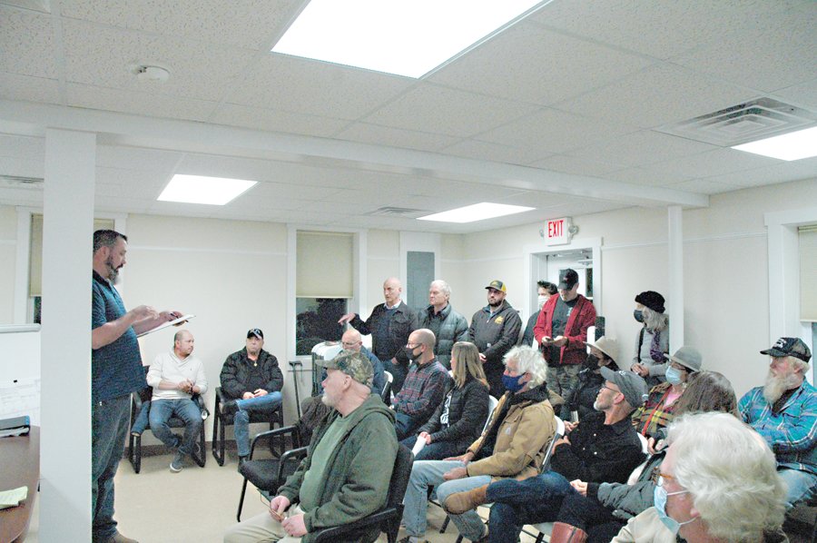 A crowd gathered in Hortonville for the public hearing with inquiries and concerns about the proposed development located in the Beechwoods section of the township of Delaware.