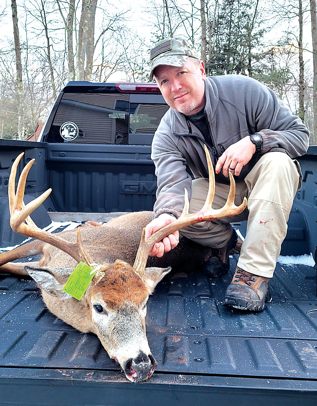 Mike Park bagged this impressive 10-pointer, which sported a 21.5-inch spread and scored 76 to take over third place in the Sullivan County Democrat/FOSCOSC Big Buck Contest.