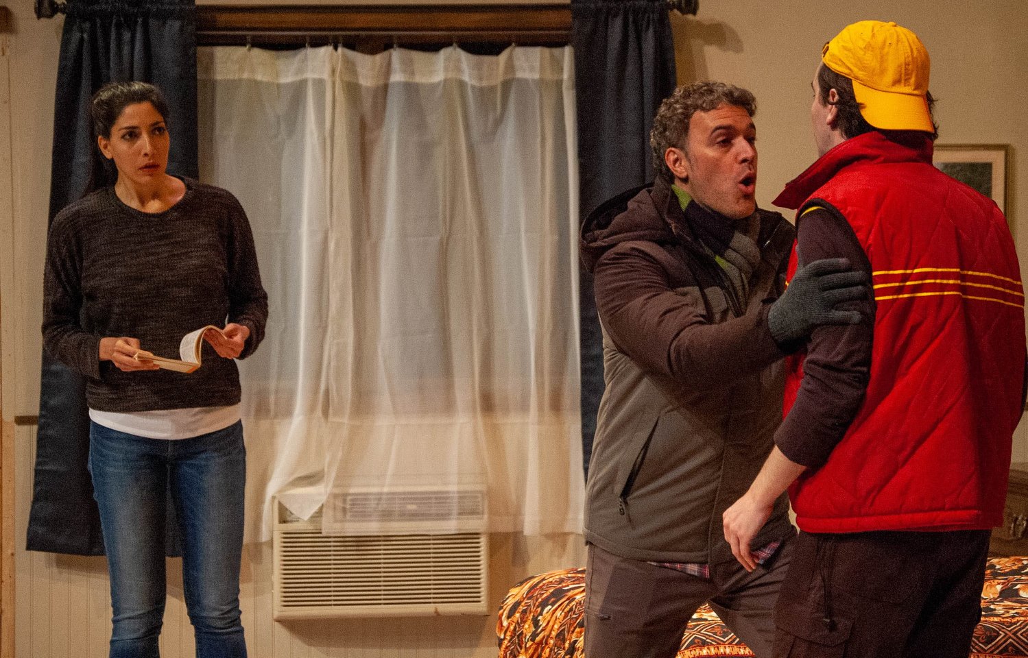 Ayelet (Anat Cogan) looks on helplessly as Josh (Jordan Kaplan) confronts Terry (Justin Pietropaolo) in Shadowland’s “Handle With Care.”