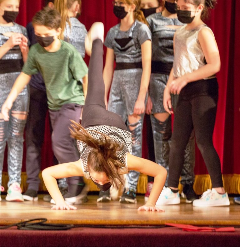 Janice Center dance recitals always conclude with many of the dancers showing their moves. Here Lilly Bressler does the worm.
