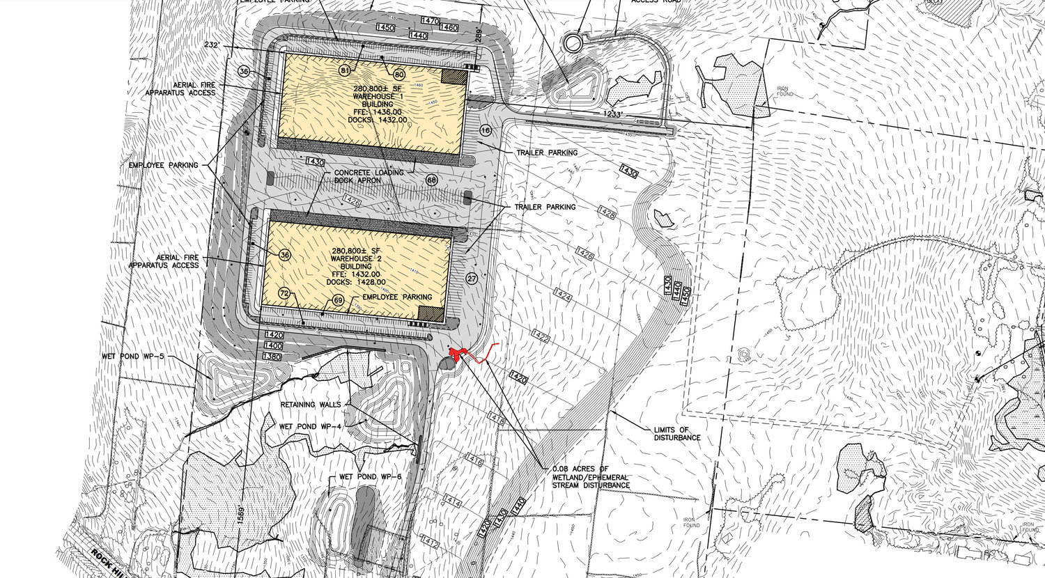 Glen Wild Land Co. LLC wants to build 560,000 square feet of e-commerce warehouse space in two buildings on the dead-end road of Rock Hill Drive.