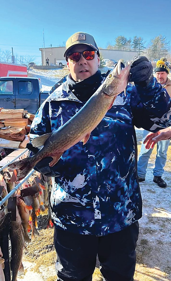 Jeffrey Altman of Woodbourne nearly won King of the Ice with this impressive pickerel, but he still took first place in the separate Pickerel Category.
