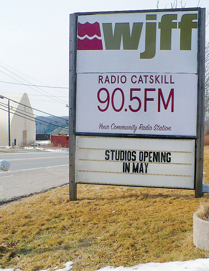 The sign outside of what will be the new broadcast center on Route 52 in Liberty.