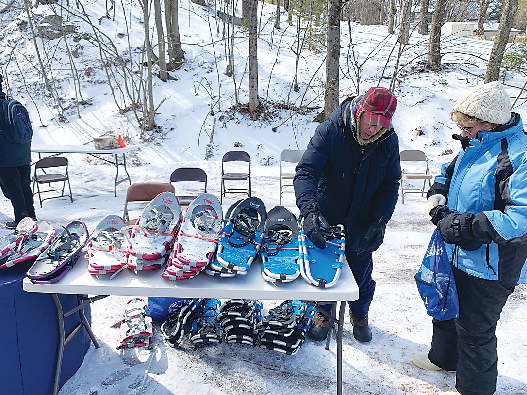 Hal Simon of Fortress Bikes was on hand Saturday to offer snowshoes.