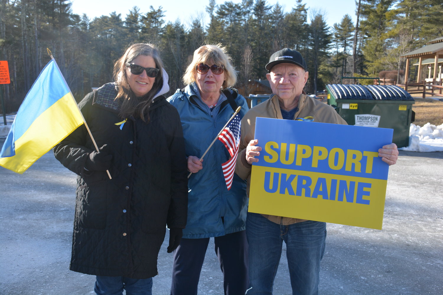 From the left, Yulan’s Elizabeth Sherwood, Tina Greenberger and Scottie Greenberger attended Friday’s Rally to show support for Ukraine.