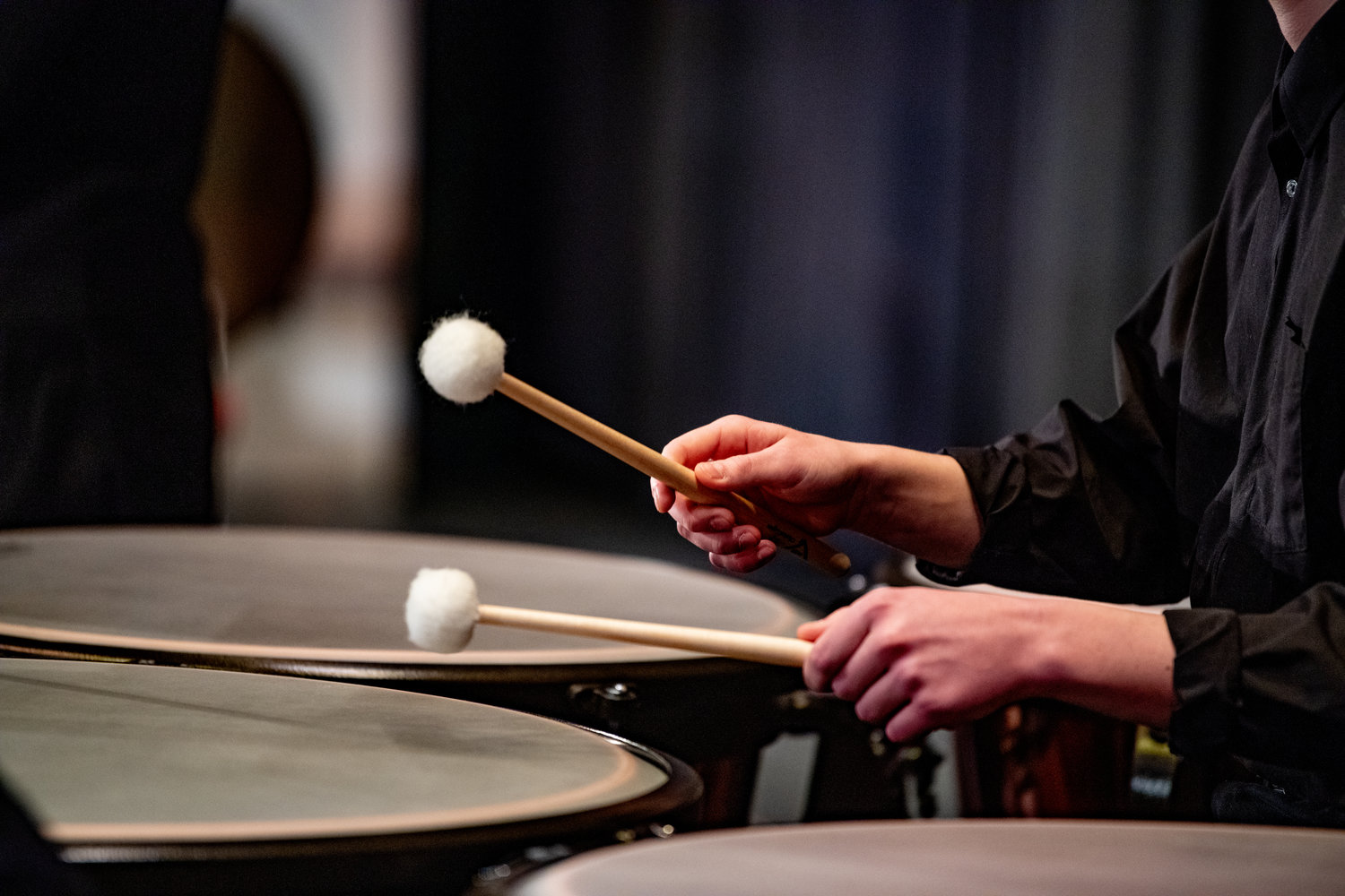 Reece Maopolski of Sullivan West was the sole timpani player in this year's band.