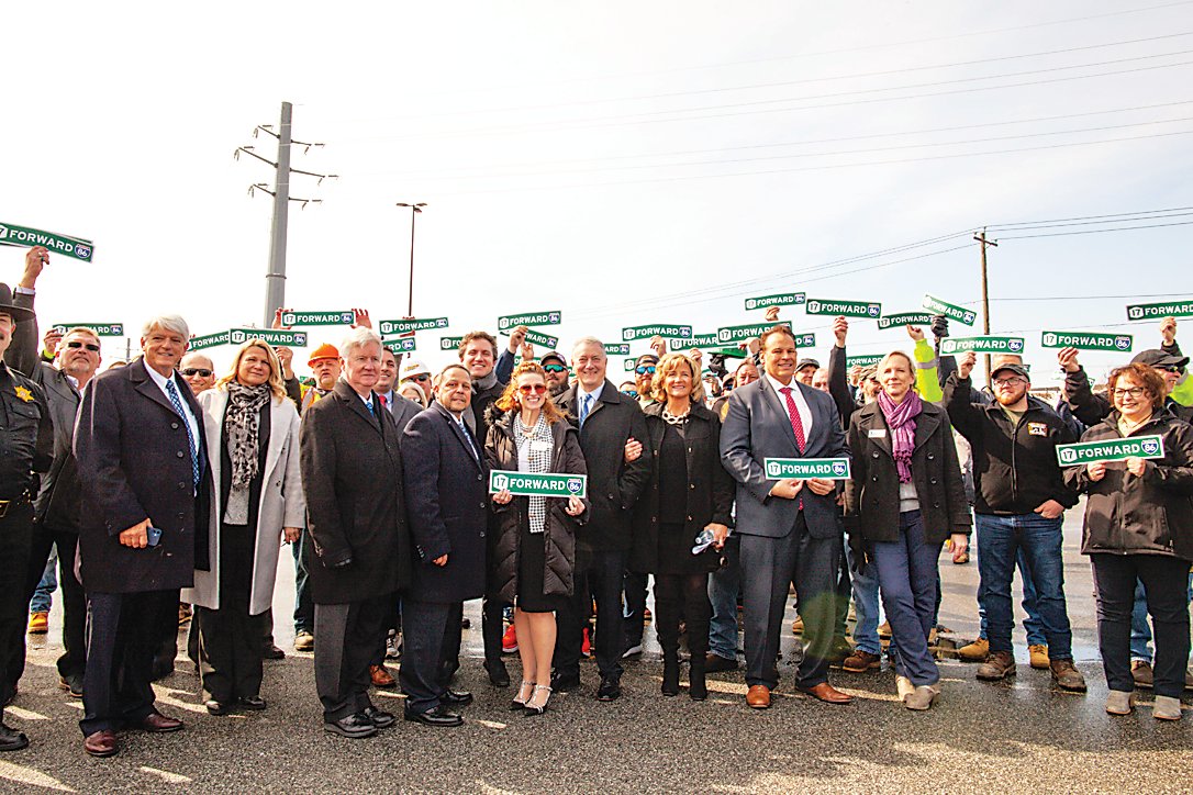 Elected officials and local union labor workers gathered in 
Wall­kill to urge lawmakers to make the State Route 17 expansion a reality.