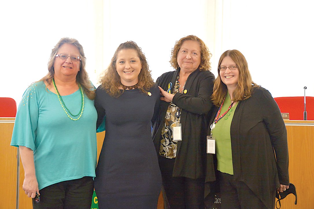 Pictured from left is Republican Deputy Board of Elections Commissioner Pam Murran, soon-to-be Democratic Board of Elections Commissioner Deanna Rajsz (currently the deputy until April 2), Deanna’s mother and District 2 Legislator Nadia Rajsz and Republican Board of Elections Commissioner Lori Benjamin, following the vote appointing Deanna to fill the remainder of Cora Edwards’ term. Edwards, who has been the Board of Elections Commissioner representing the Democratic Party for the past six years, is retiring on April 1.